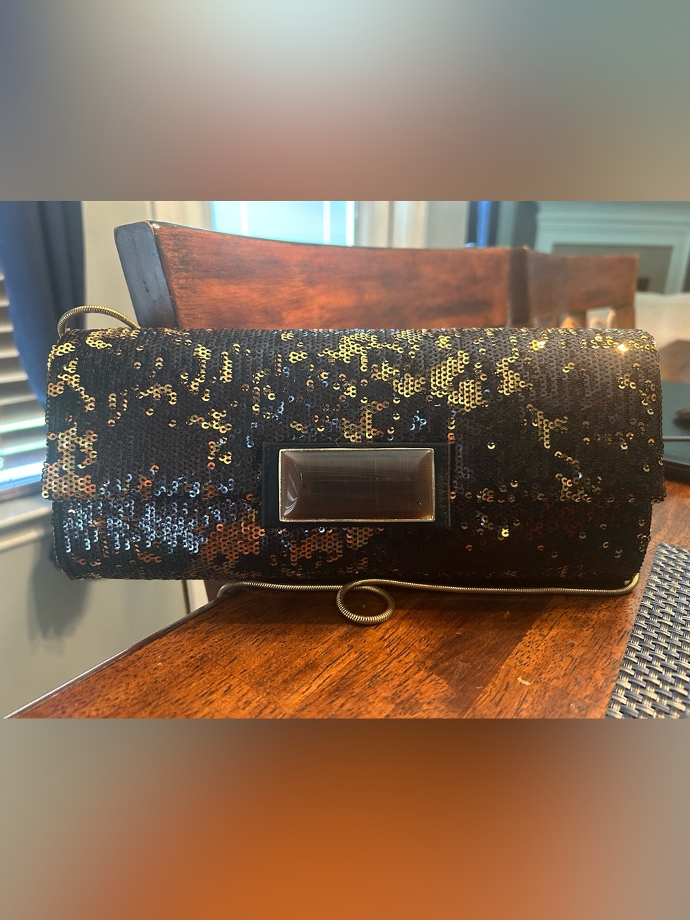 Glint Black and Silver/Gold Sequin Clutch Shoulder Bag Purse